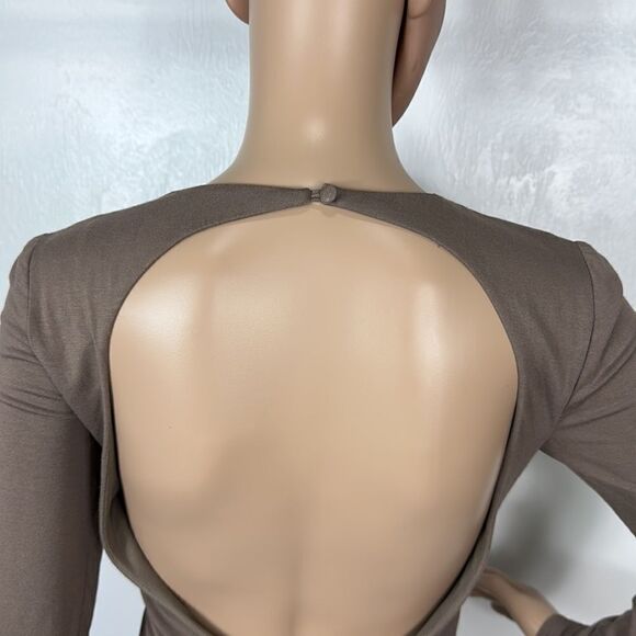 ❤️Last Chance AKIRA Chicago Brown Open Back Long Sleeve Mini Dress Size S - Picture 4 of 12